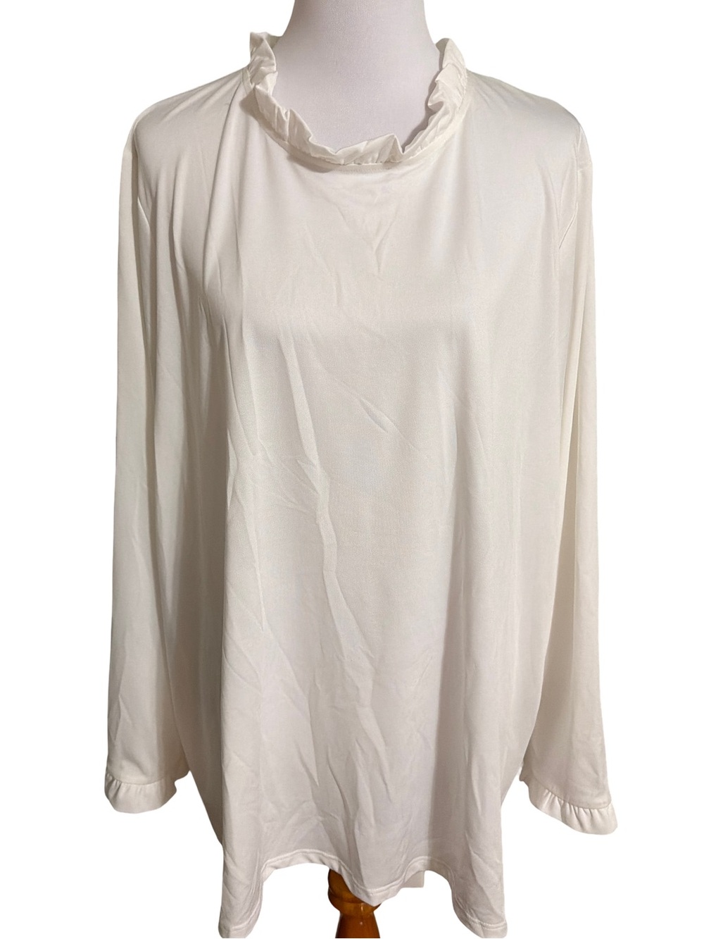 Glamorous Ivory Ruffle-Neck Long Sleeve Tunic
